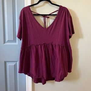 SO Fushia babydoll short sleeve top